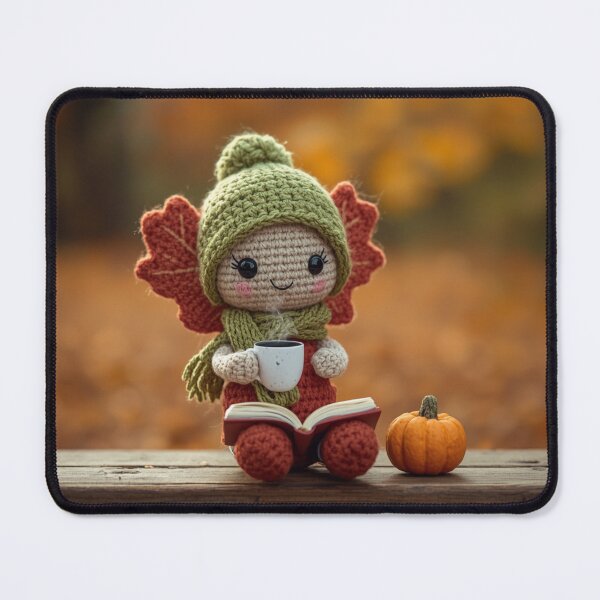 Item preview, Cute Amigurumi Autumn Doll Reading with Coffee designed and sold by CreativeOlga.