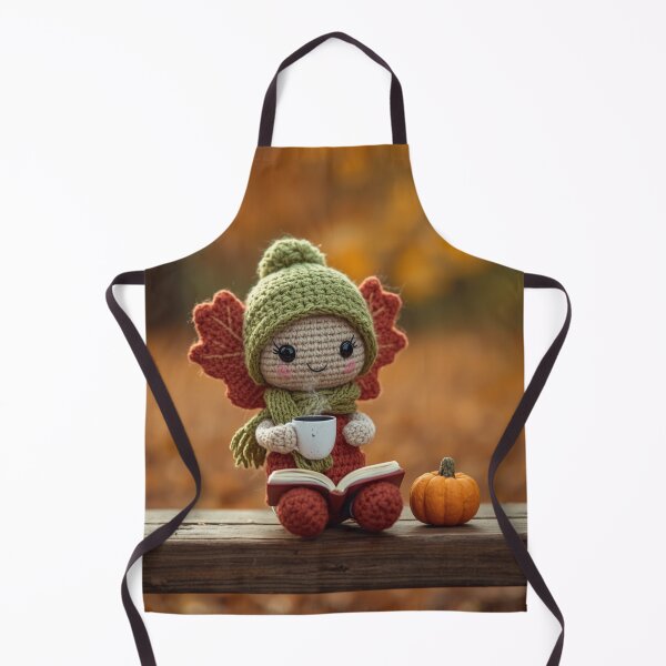 Item preview, Cute Amigurumi Autumn Doll Reading with Coffee designed and sold by CreativeOlga.