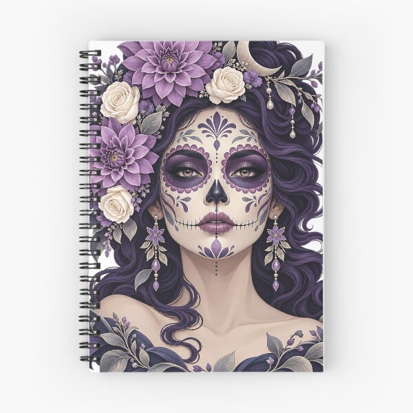 Item preview, Purple Catrina with flowers and crescent moon – Day of the Dead designed and sold by Limmagin.