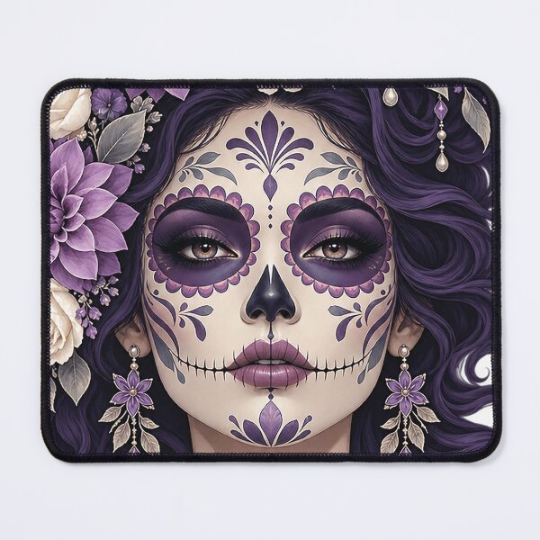 Item preview, Purple Catrina with flowers and crescent moon – Day of the Dead designed and sold by Limmagin.