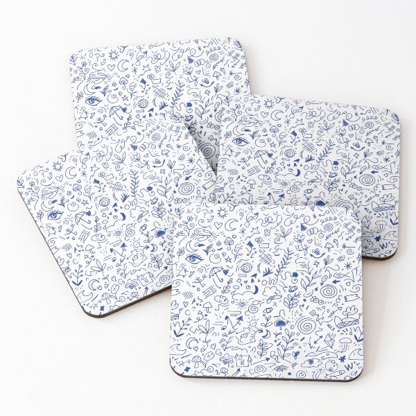 Item preview, Blue lines Hand Drawn Folk Art Doodle Pattern designed and sold by ART ATTACK ZONE.