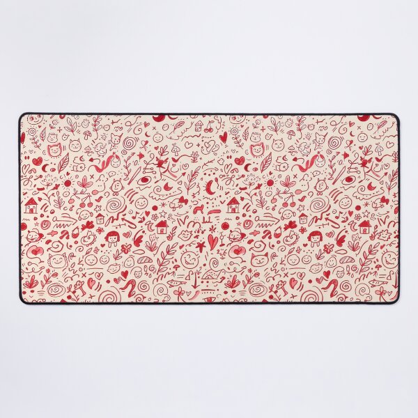 Item preview, Red Icons Hand Drawn Folk Art Doodle Pattern designed and sold by ART ATTACK ZONE.