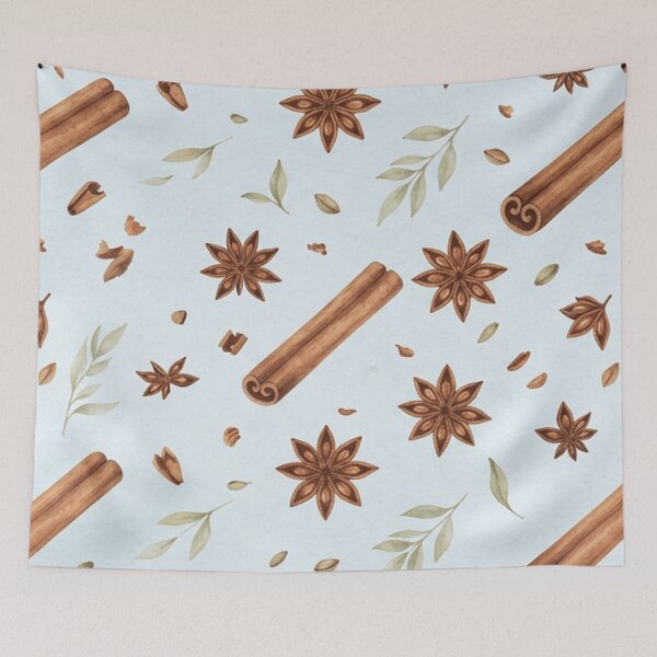 Item preview, Watercolor Cinnamon Star Anise Spice Pattern designed and sold by SassyArtistry.