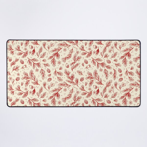 Item preview, Red Feather Pinecone Botanical Fall Pattern on Cream designed and sold by Mindful Wall Art Studio.