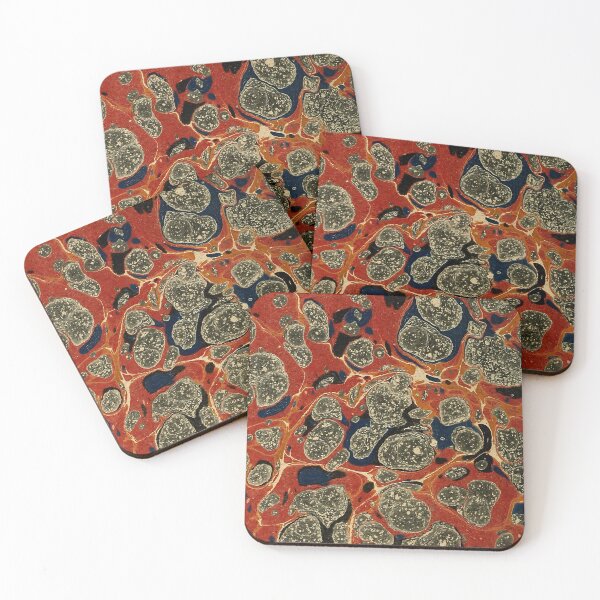 Aperçu de l'œuvre Papier marbré espagnol vintage rouge et bleu marine créée et vendue par footnotes-club.