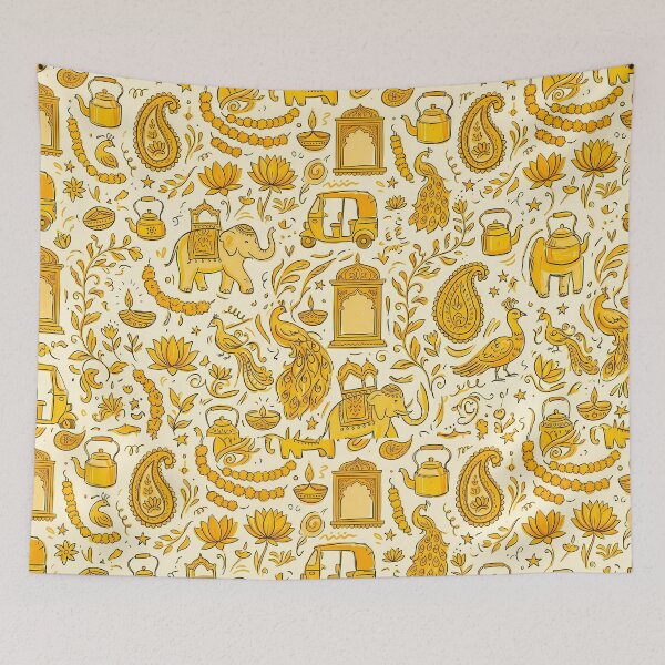 Item preview, Elephant Whimsical Hand Drawn Folk Art Doodle Pattern designed and sold by ART ATTACK ZONE.