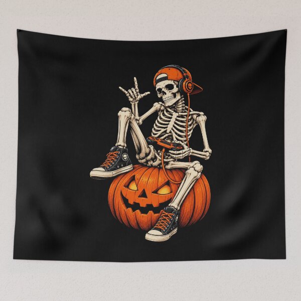 Item preview, Skeleton Gamer Halloween Pumpkin Video Game Gift designed and sold by w1ckerman.