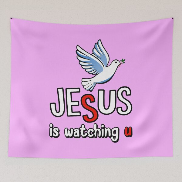 Artikelvorschau, Jesus is watching u entworfen und verkauft von QuanntixArt.