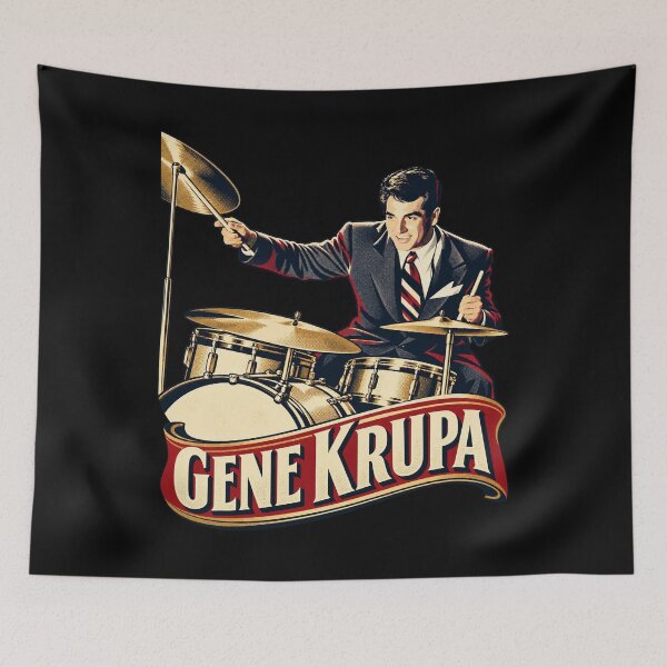 Artikelvorschau, Gene Krupa – Vintage Jazz Drummer Big Band Music Art entworfen und verkauft von Jadegothgobby.