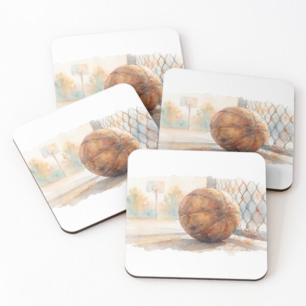 Item preview, Vintage Basketball on Court Fence Watercolour designed and sold by made by Golightly x.