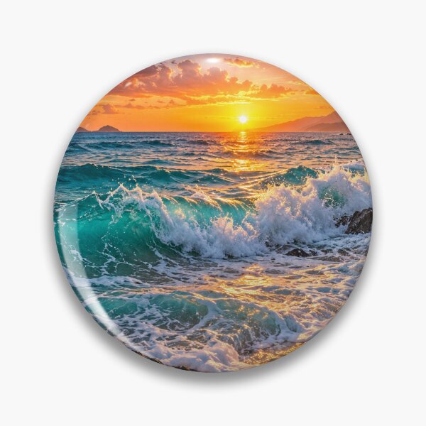 Item preview, Turquoise Ocean Waves at Golden Sunset designed and sold by Shubatdesigns.