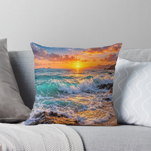 Item preview, Turquoise Ocean Waves at Golden Sunset designed and sold by Shubatdesigns.