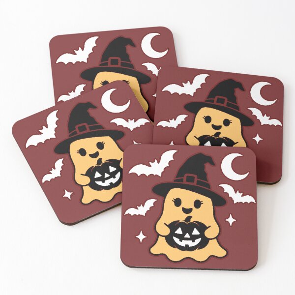 Item preview, Cute Halloween Ghost | Little Witch Ghost with Pumpkin | Kawaii Halloween | Cute Ghost Witch designed and sold by AstronautMerch.