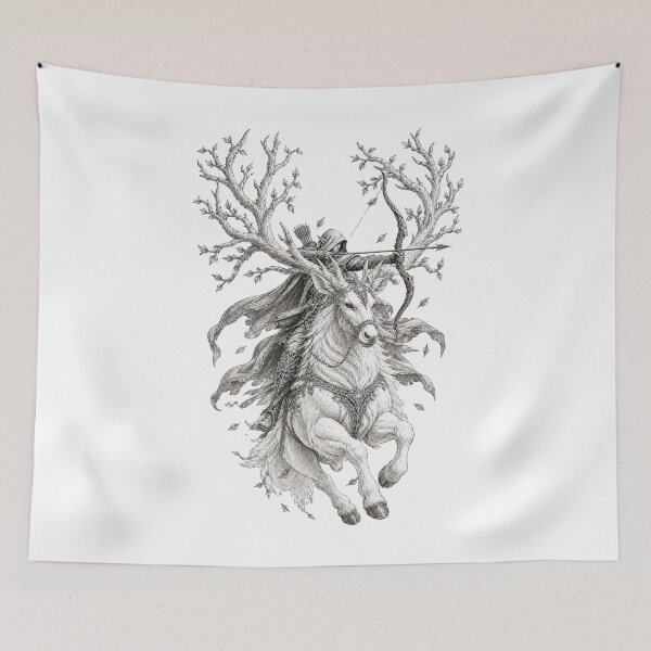 Item preview, Celestial Stag Archer – Dark Fantasy Art - PLUSHIWORLD designed and sold by PLUSHIWORLDtm.