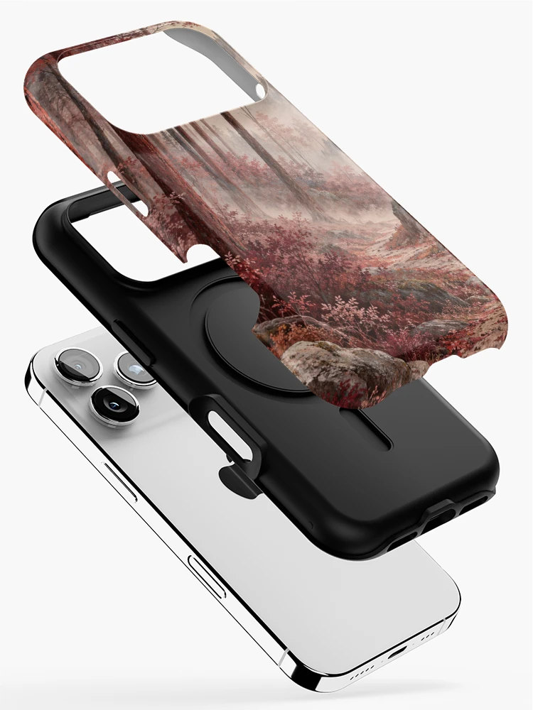 Aperçu 2 sur 4. Coque iPhone avec l'œuvre Forêt des Échos Rouges créée et vendue par DrizzyV.