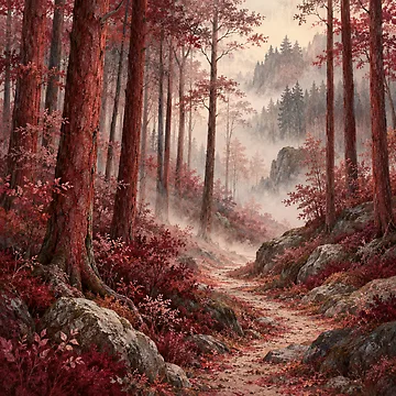 Aperçu de l'œuvre Forêt des Échos Rouges de DrizzyV