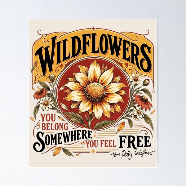 Artikelvorschau, Tom-Petty Wildblumen Naturblumen-Tribut entworfen und verkauft von CatTalkTshirts.