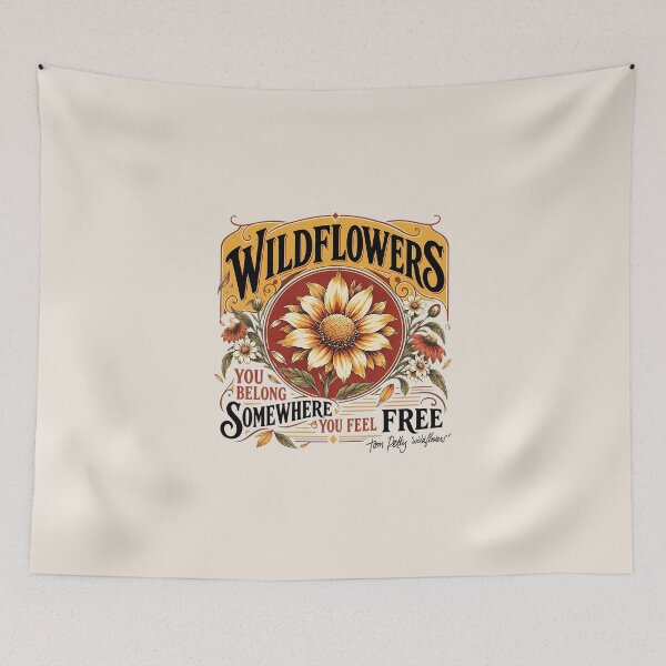 Aperçu de l'œuvre Hommage floral à la nature de Tom Petty Wildflowers créée et vendue par CatTalkTshirts.