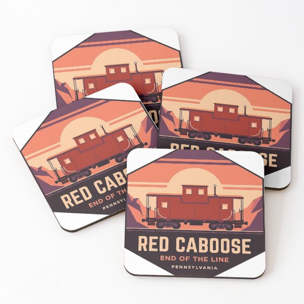 Item preview, Red Caboose End of the Line Retro Sunset Hexagon Sticker designed and sold by DetourDgn.