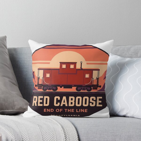 Item preview, Red Caboose End of the Line Retro Sunset Hexagon Sticker designed and sold by DetourDgn.