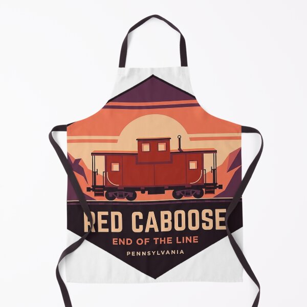 Item preview, Red Caboose End of the Line Retro Sunset Hexagon Sticker designed and sold by DetourDgn.