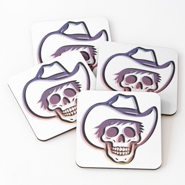 Item preview, Rainbow Halftone Skull  Wearing Cowboy Hat Glitch Art designed and sold by Sherihdesigns.