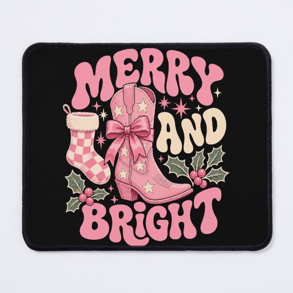 Item preview, Merry And Bright Christmas Cowboy Boot T-Shirt | Cute Country Xmas Tee designed and sold by Design Vibras.