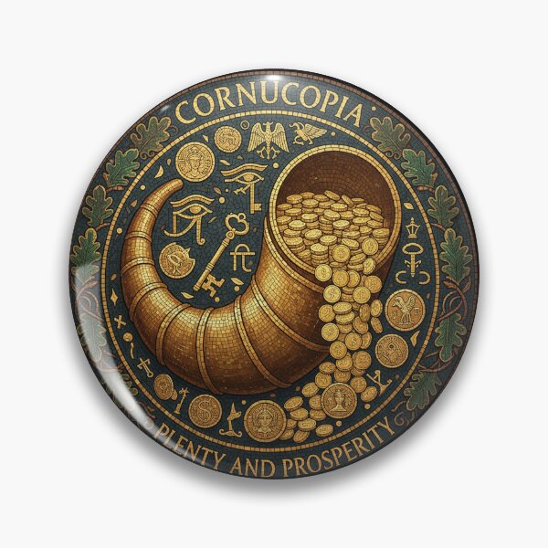 Aperçu de l'œuvre Corne d'abondance d'or : Talisman de richesse - Art de la mosaïque antique créée et vendue par codex antique.