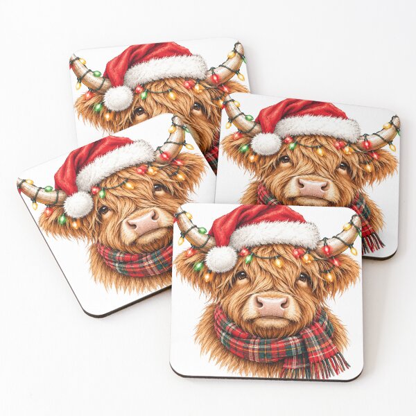 Item preview, Festive Highland Coo designed and sold by Naomi Jane Johnson.