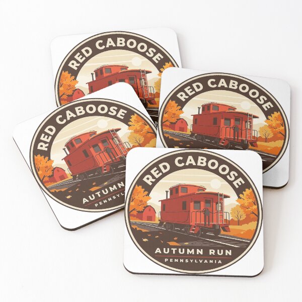 Item preview, Red Caboose Autumn Foliage Circular Train Badge Sticker designed and sold by DetourDgn.