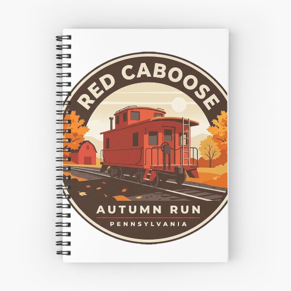 Item preview, Red Caboose Autumn Foliage Circular Train Badge Sticker designed and sold by DetourDgn.