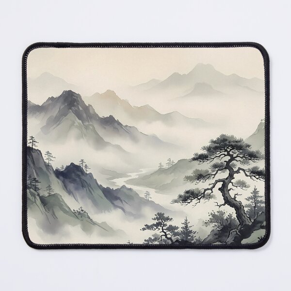 Item preview, Misty Mountain Serenity – Japanese Ink Wash Landscape designed and sold by HoMya.