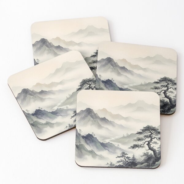Item preview, Misty Mountain Serenity – Japanese Ink Wash Landscape designed and sold by HoMya.