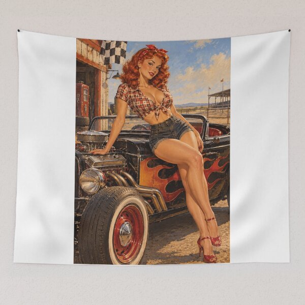 Item preview, Vintage Pin-up Girl met Retro Hot Rod designed and sold by AgdBol.