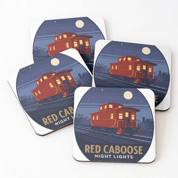 Item preview, Red Caboose Night Lights Art Deco Moonlit Train Sticker designed and sold by DetourDgn.