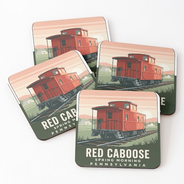 Item preview, Red Caboose Spring Morning Vintage Pennsylvania Train Badge designed and sold by DetourDgn.