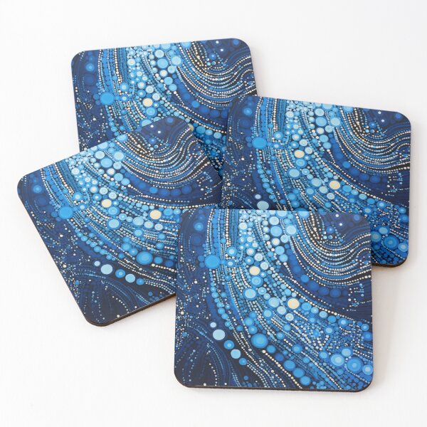 Item preview, Blue Ocean Dot Art - Abstract Indigenous Style Water Currents Pattern designed and sold by GrinGalore.
