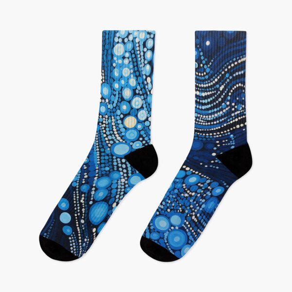 Item preview, Blue Ocean Dot Art - Abstract Indigenous Style Water Currents Pattern designed and sold by GrinGalore.