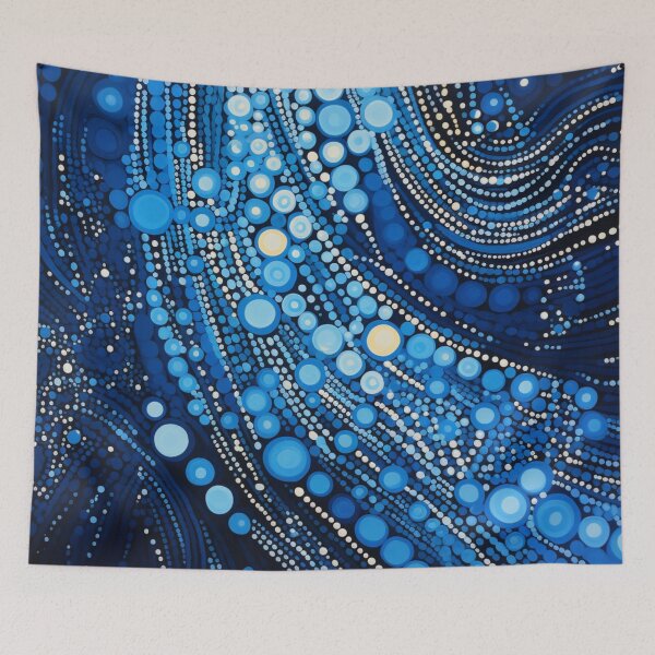 Artikelvorschau, Blaue Ozean-Punktkunst – Abstraktes Wasserströmungsmuster im indigenen Stil entworfen und verkauft von GrinGalore.