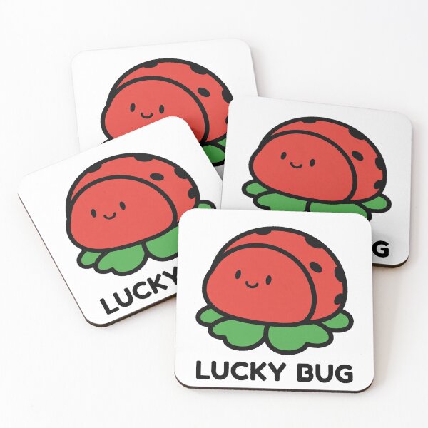 Aperçu de l'œuvre Adorable coccinelle chibi, trèfle à quatre feuilles, autocollant porte-bonheur kawaii créée et vendue par xiaoxiaochibi.