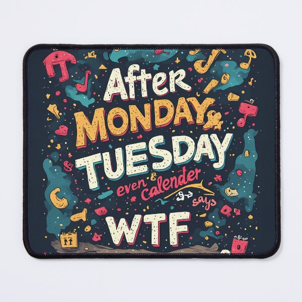 Item preview, Funny Workweek After Monday Tuesday WTF Typography designed and sold by FusionCipher.