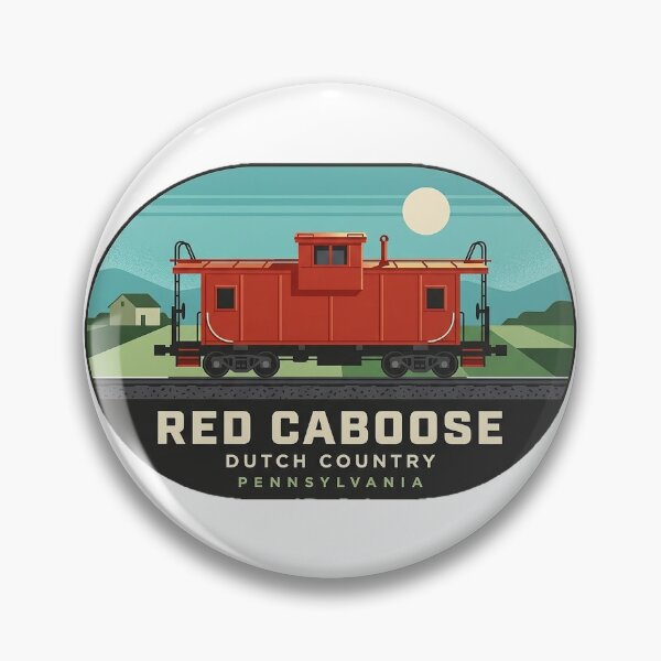 Item preview, Pegatina panorámica retro de tren con vagón de cola rojo de estilo holandés. designed and sold by DetourDgn.