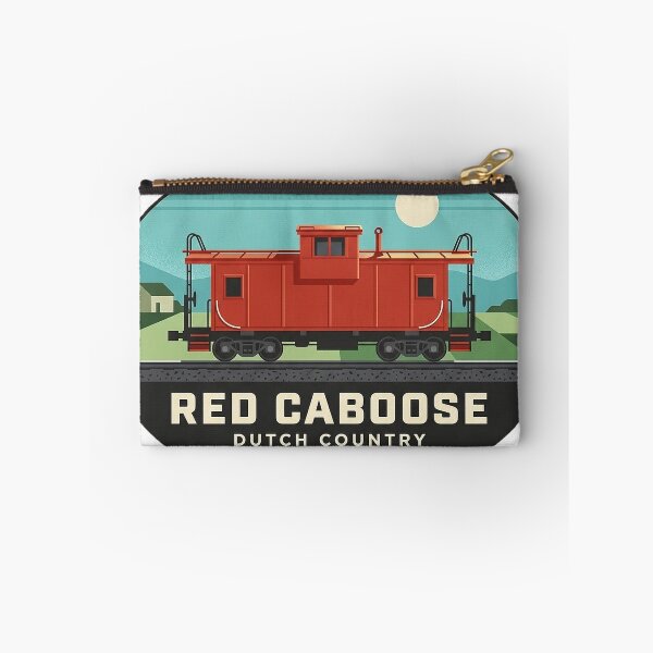 Item preview, Pegatina panorámica retro de tren con vagón de cola rojo de estilo holandés. designed and sold by DetourDgn.
