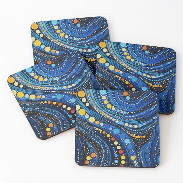 Item preview, Celestial Blue Dot Art - Abstract Indigenous Style Cosmos Water Pattern designed and sold by GrinGalore.
