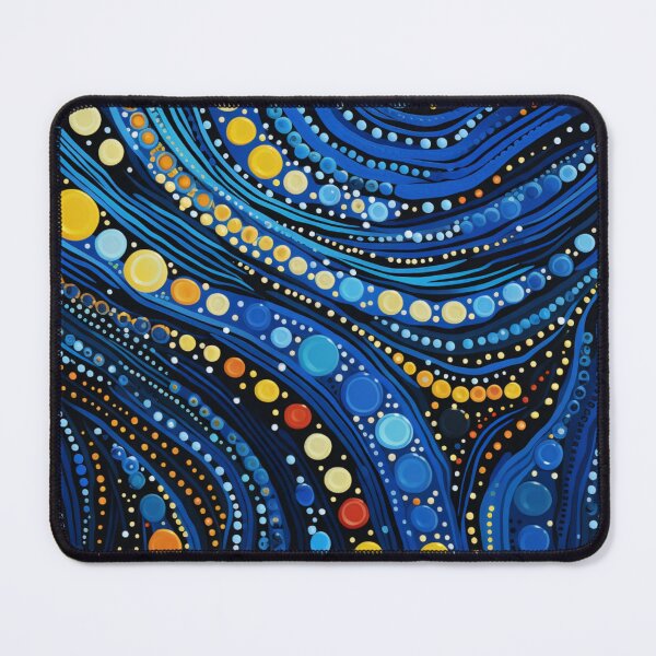 Item preview, Celestial Blue Dot Art - Abstract Indigenous Style Cosmos Water Pattern designed and sold by GrinGalore.