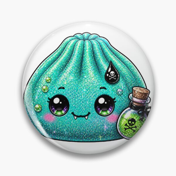 Item preview, Toxic Teal Dumpling Squishy Halloween Skull Sparkly Spooky Kawaii designed and sold by Uniquememorable.