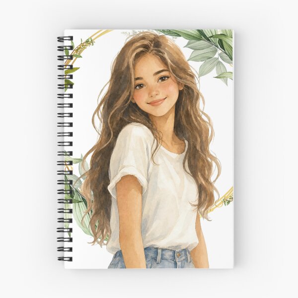 Item preview, Watercolor girl with long brown hair  designed and sold by Nashatyoussef.