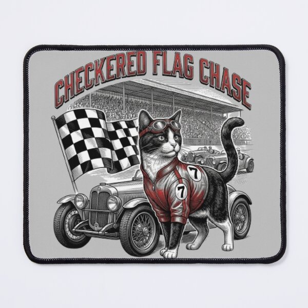 Item preview, Checkered Flag Chase Funny Race Car Cat Classic Racing Movie Lover Gift designed and sold by FurRealStudioCo.