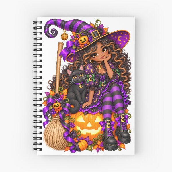 Item preview, Purple Autumn Witch & Black Cat – Pumpkin Halloween Magic designed and sold by The Cutting Room.