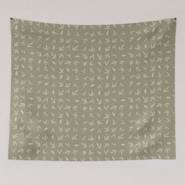 Item preview, Watercolour leaves on olive green designed and sold by OhNoNotAgain42.